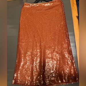 A.L.C. Shimmering Bronze Sequin Pencil Skirt